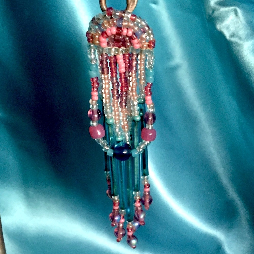 Whimsical long beaded earrings w SS earwire